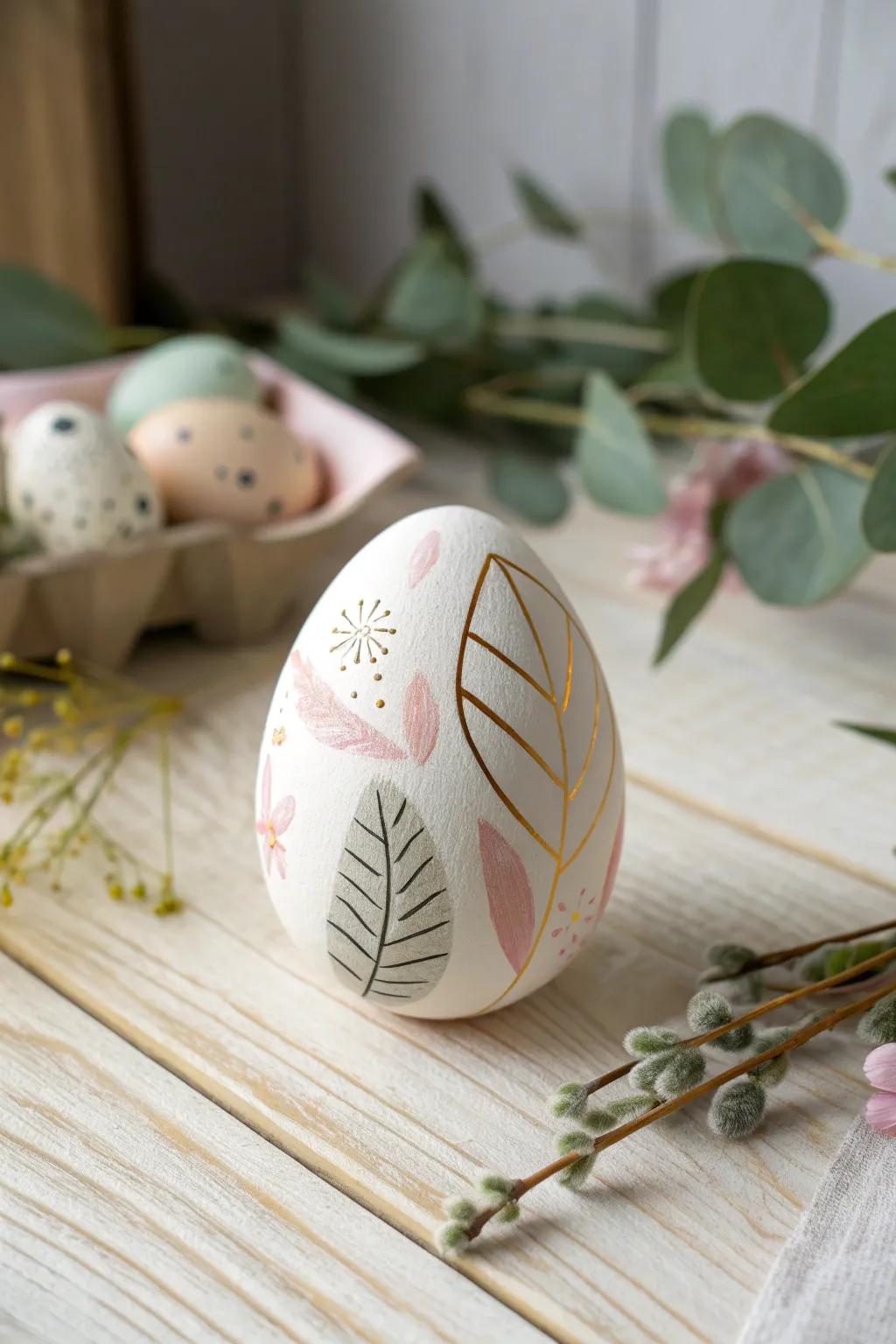 Explore the delicate beauty of abstract designs on eggshells, where simplicity meets creativity.