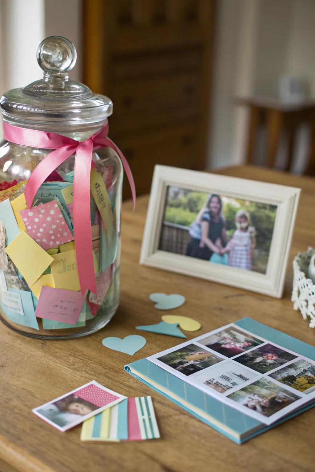 A memory jar filled with heartfelt notes