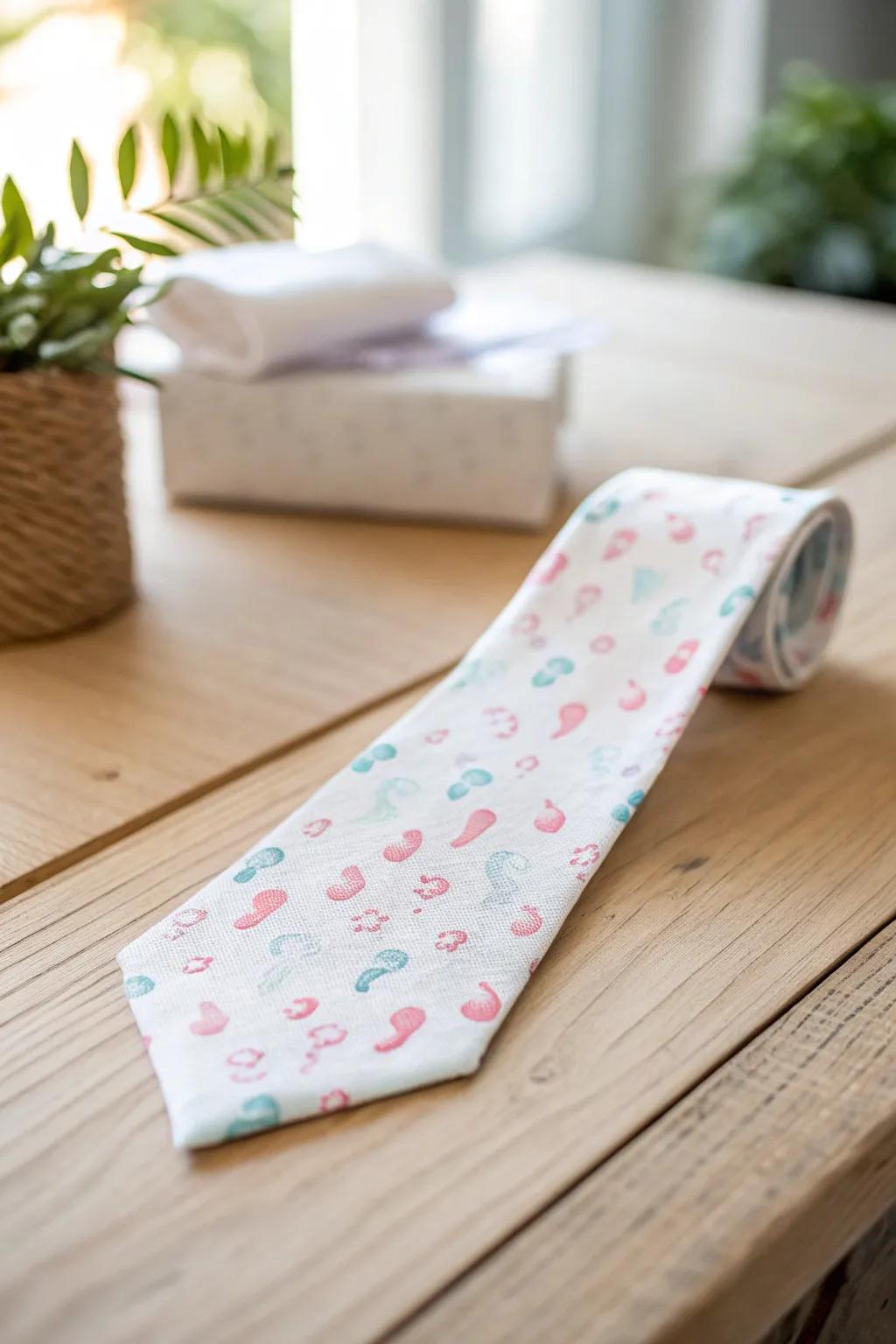 Celebrate Father's Day with a touch of love: a baby footprint tie that's as unique as your bond.