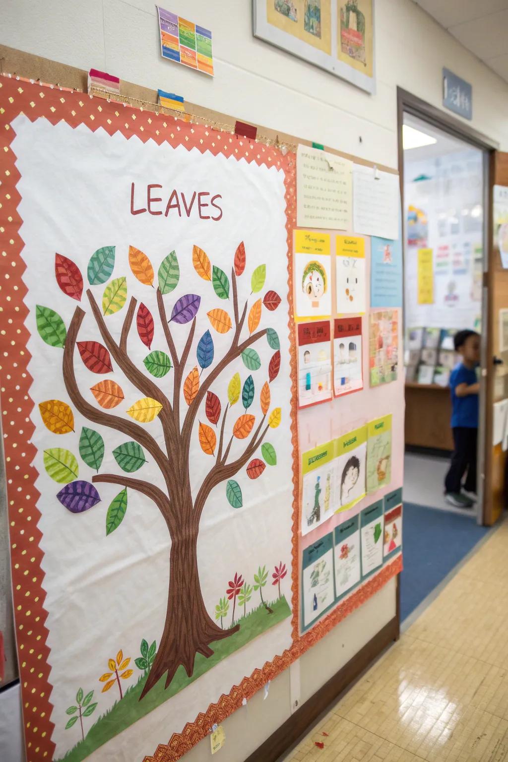 A growing friendship tree where each leaf represents a child’s name.