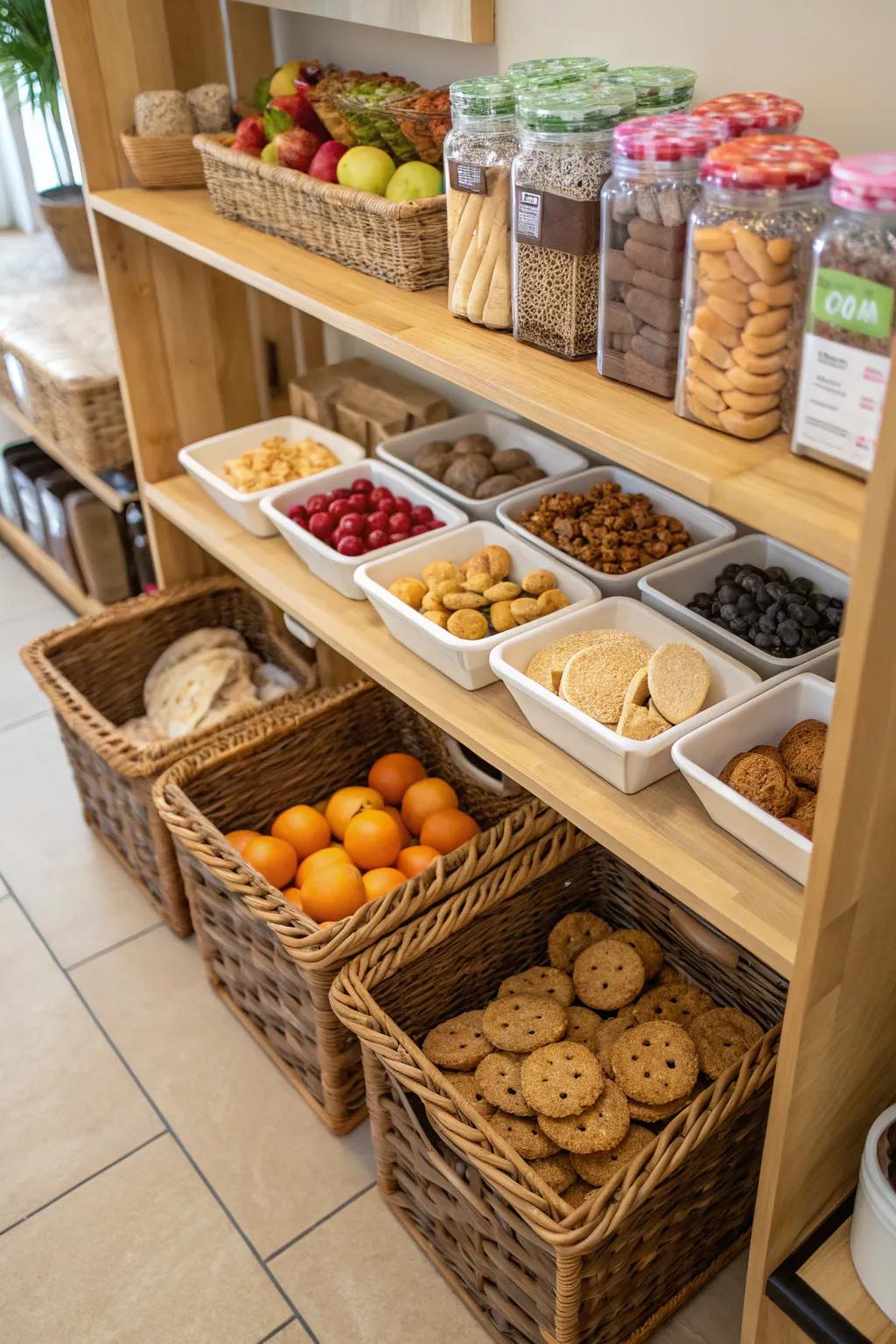 A snack station offers convenience and easy access for kids.