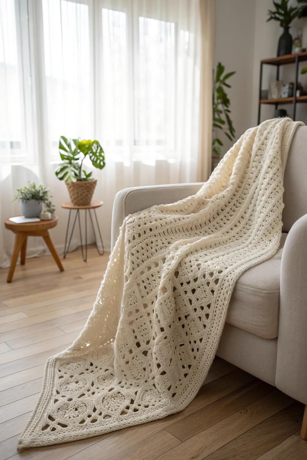 Wrap your little one in a starry embrace with this exquisite crochet blanket, a blend of minimalist elegance and cozy craftsmanship.