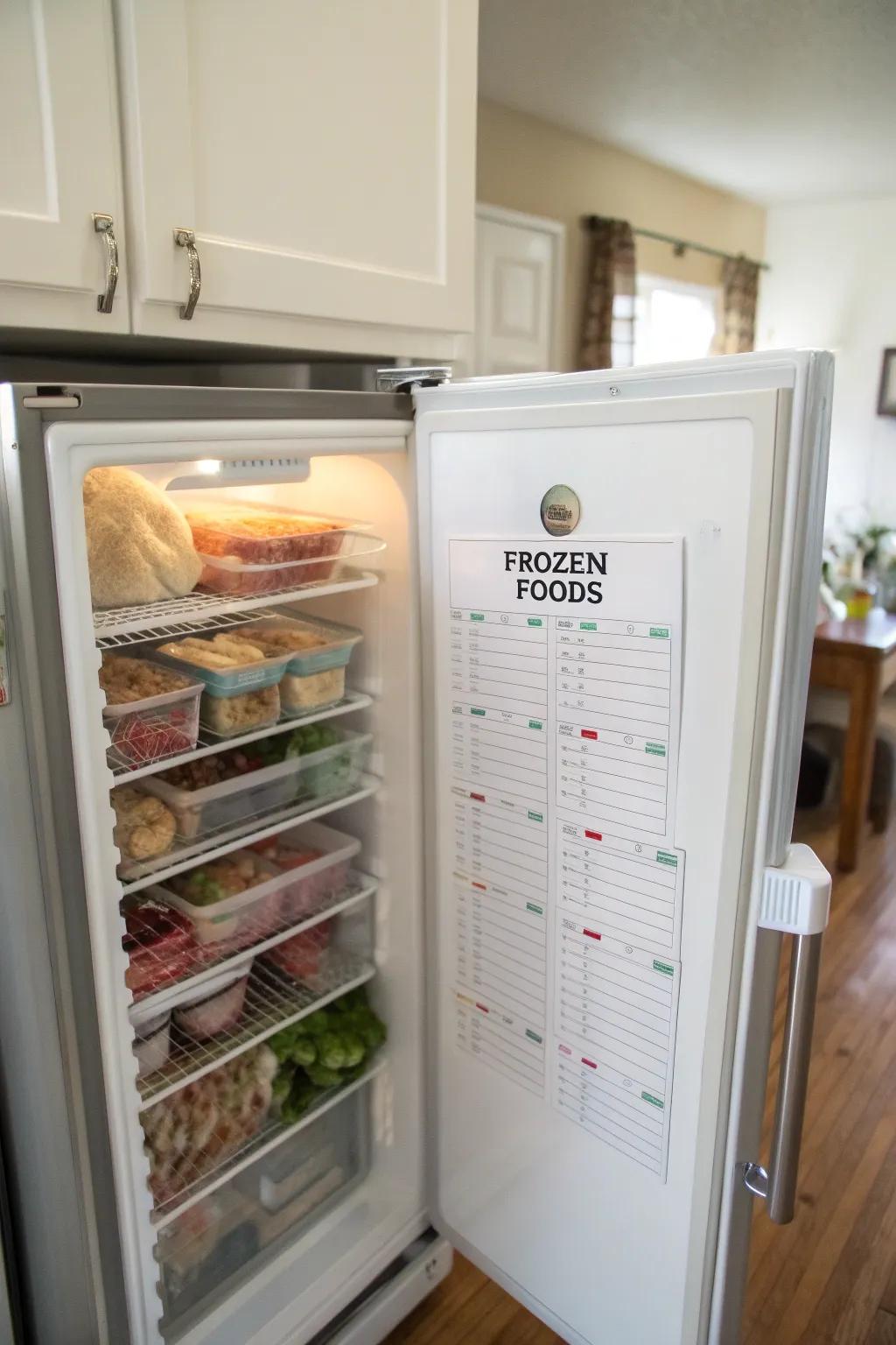 An inventory list helps you keep track of your freezer contents.