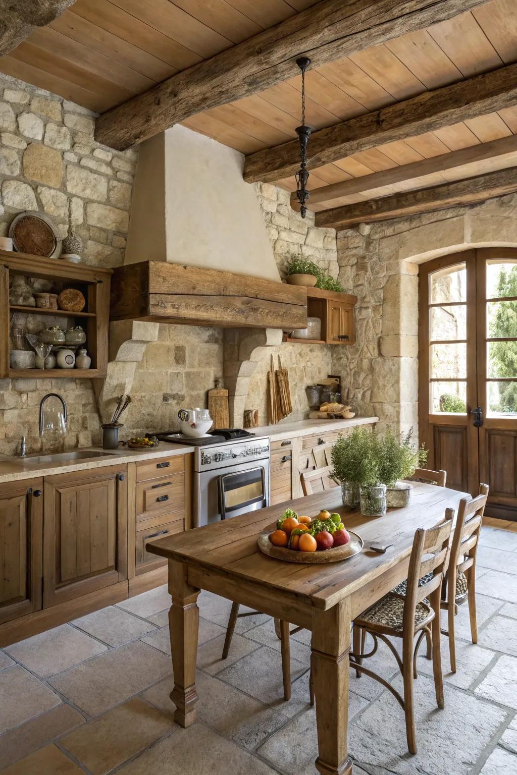 Natural wood elements bring warmth to the kitchen.