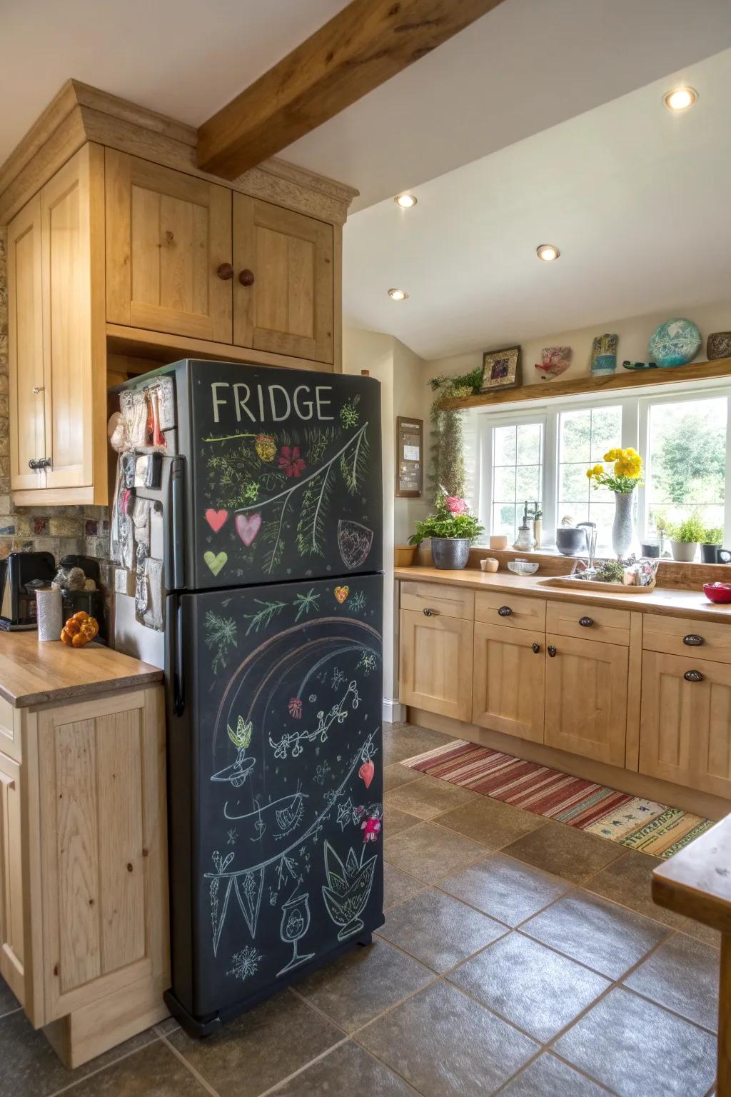 A chalkboard wrap turns your fridge into a creative and interactive space.