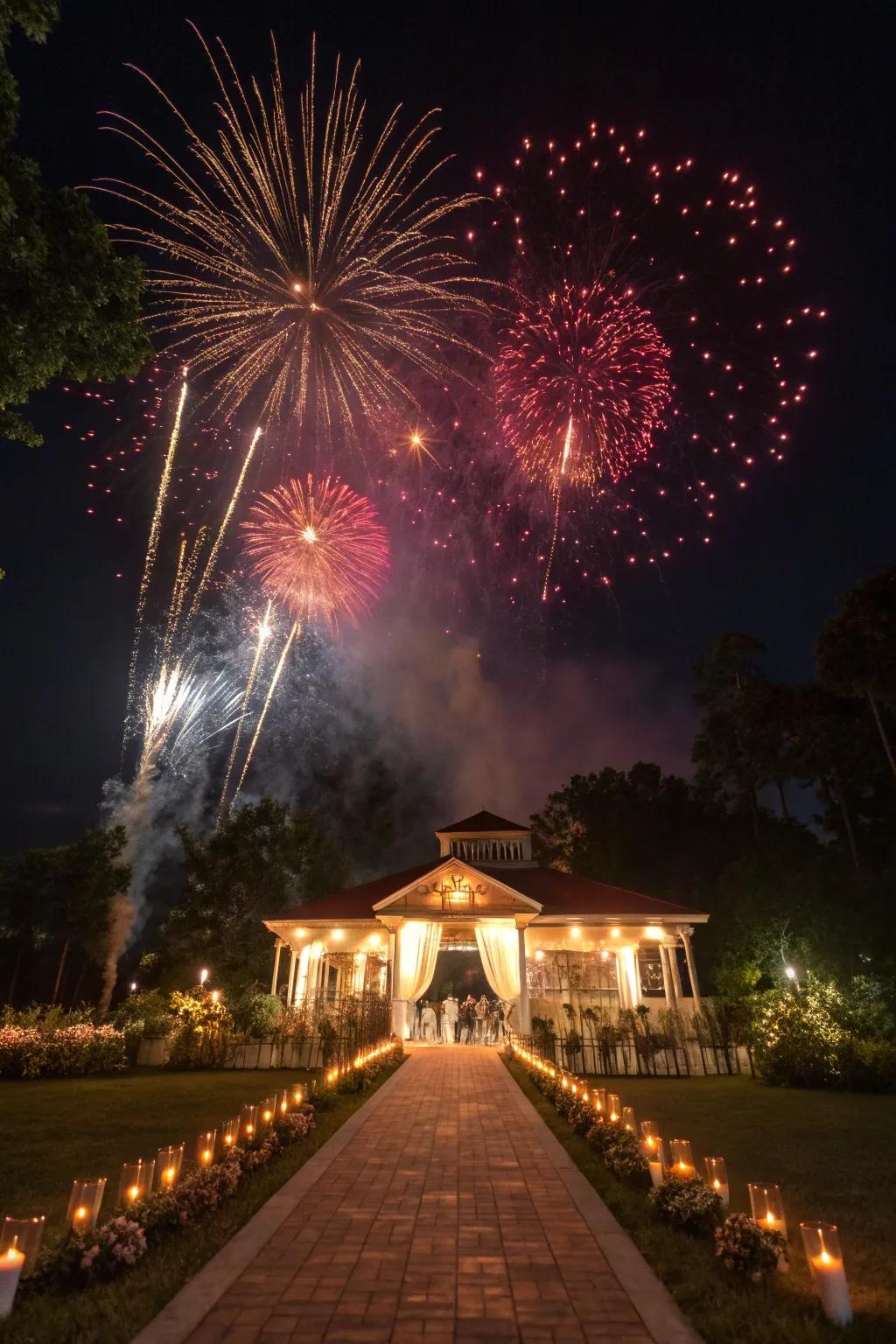 A stunning fireworks display marks the perfect end to a wedding celebration.