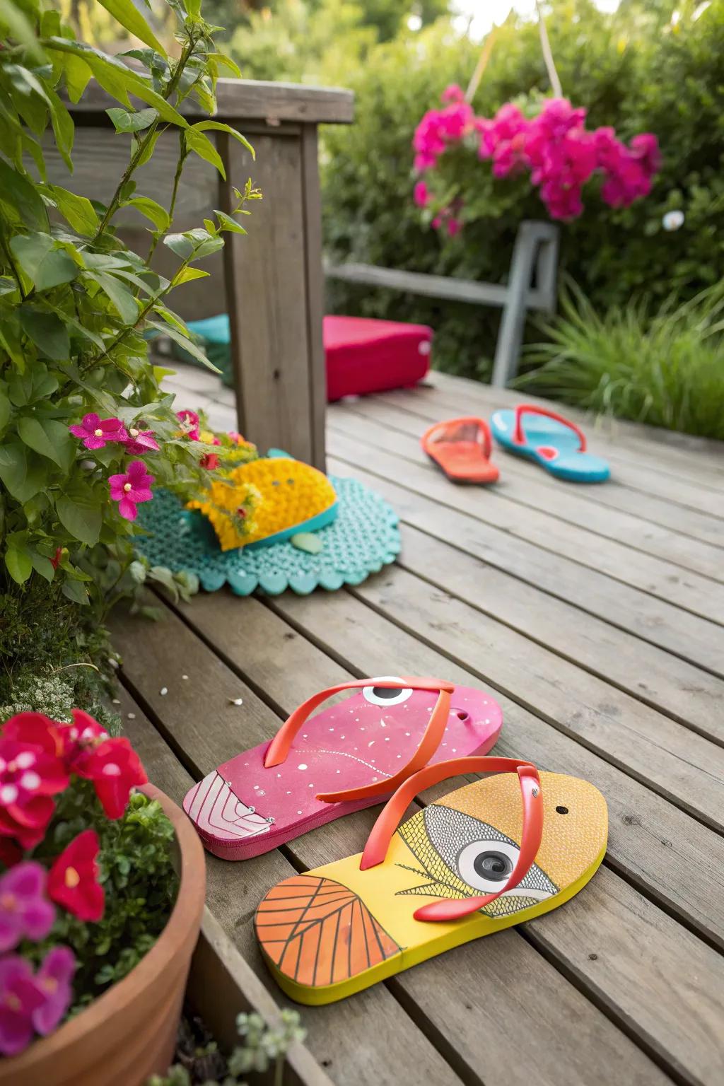 Make a splash with these eye-catching fish flip flops.