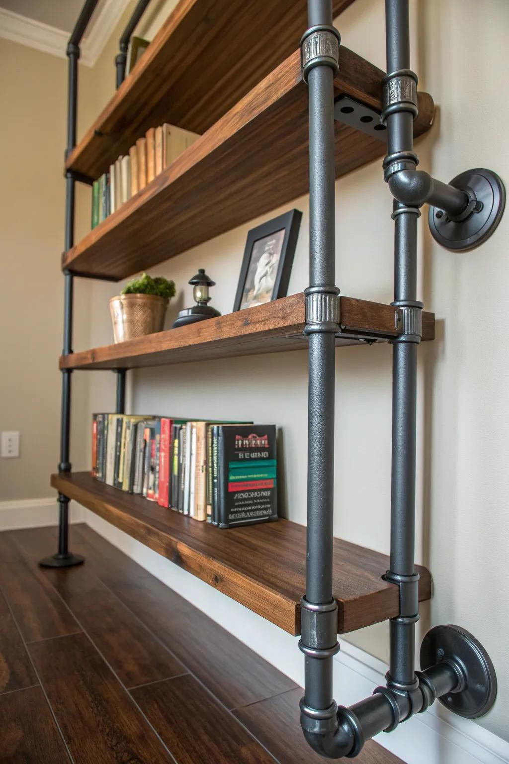 Industrial elegance: PVC pipe bookshelf that makes a statement.