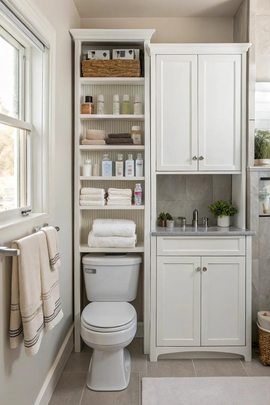 Vertical storage maximizes space without sacrificing style.