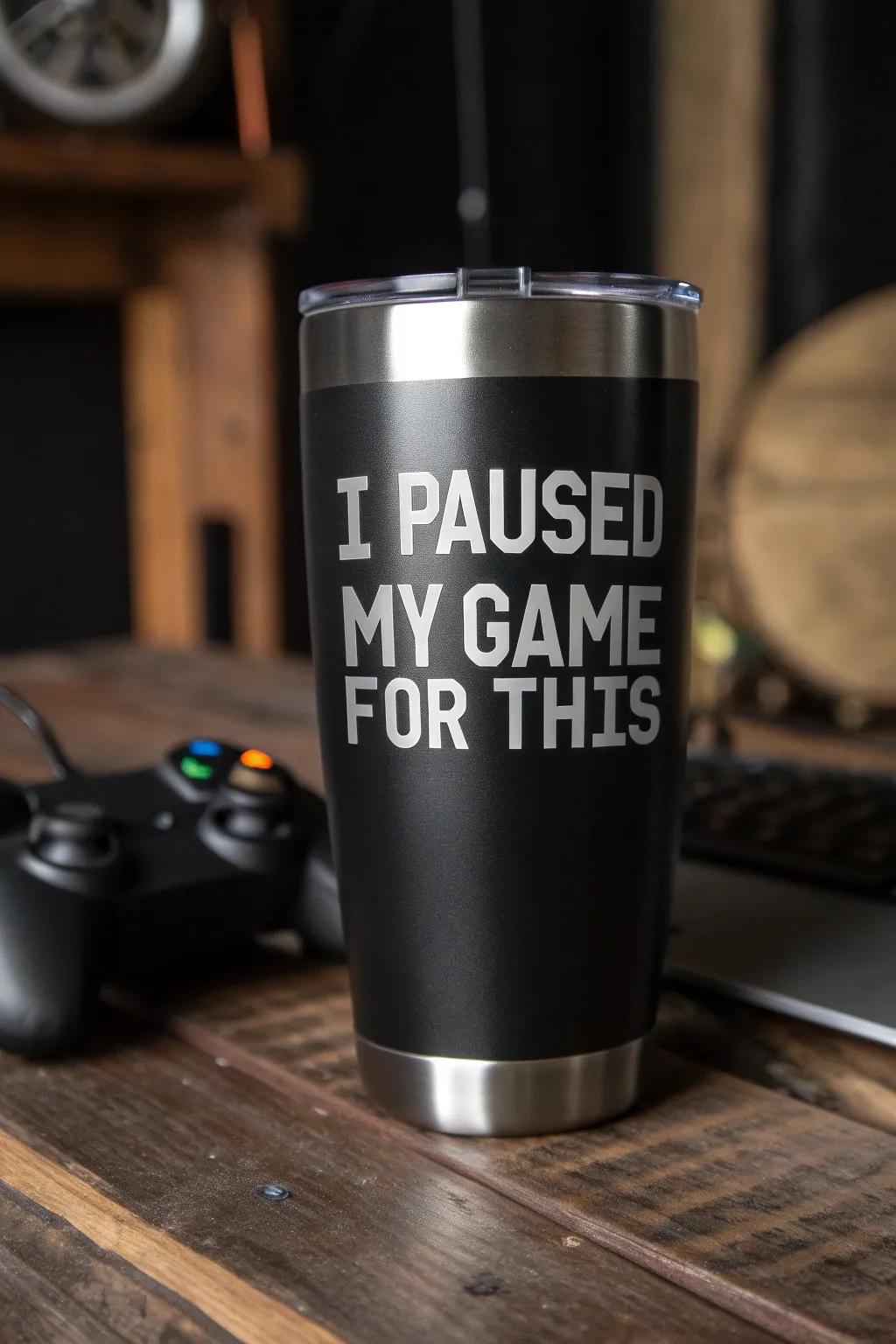 Pause your game in style with a tumbler that speaks to your inner gamer.