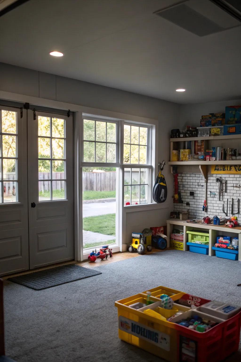 Ventilation keeps the playroom fresh and inviting.