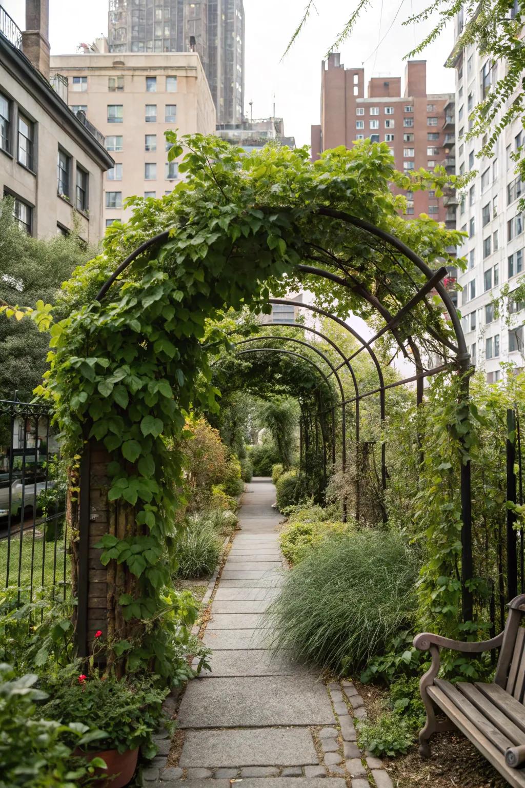 Transform small spaces with compact arch trellises.