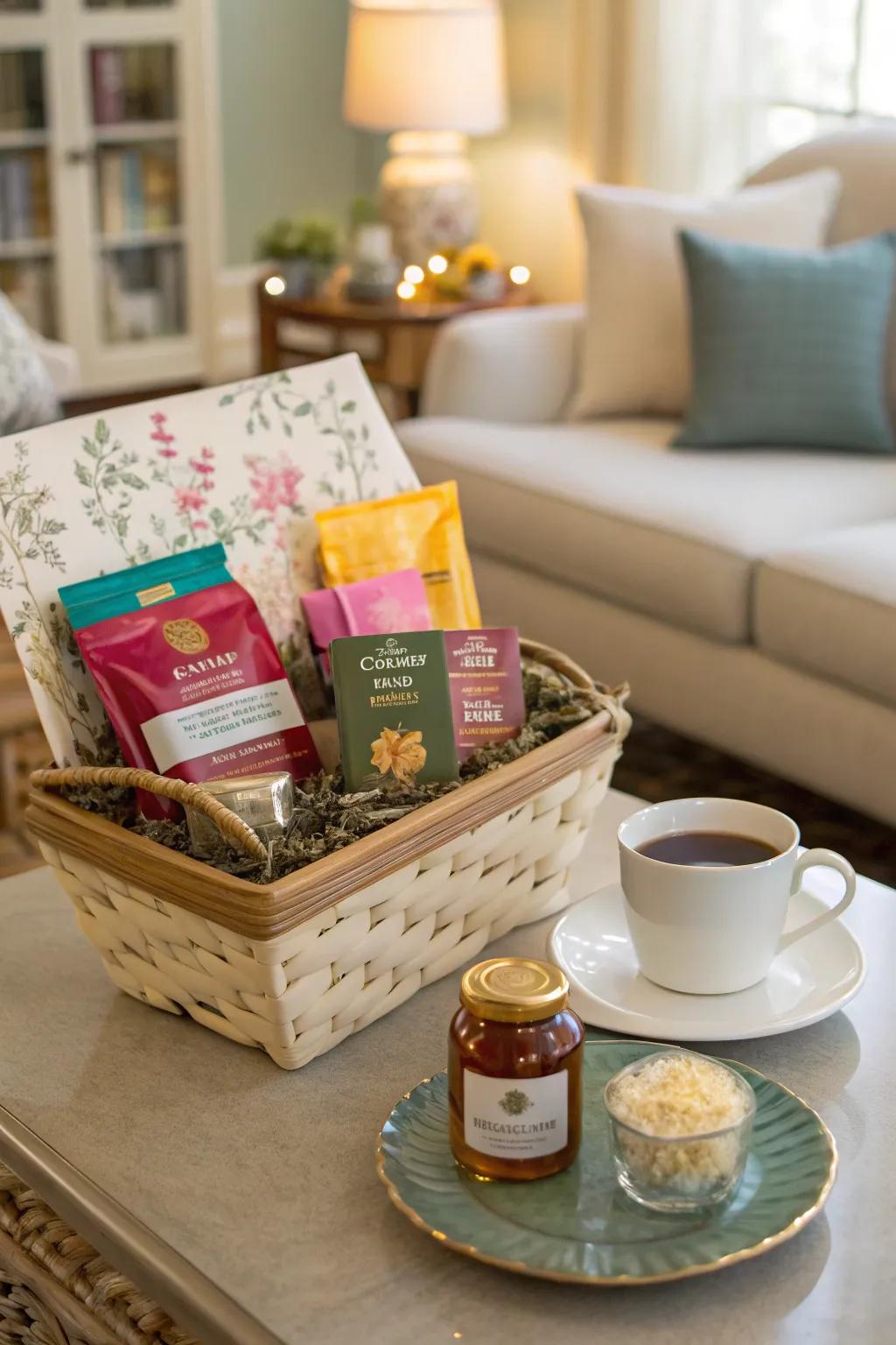 Offer tranquility with a delightful tea time basket.