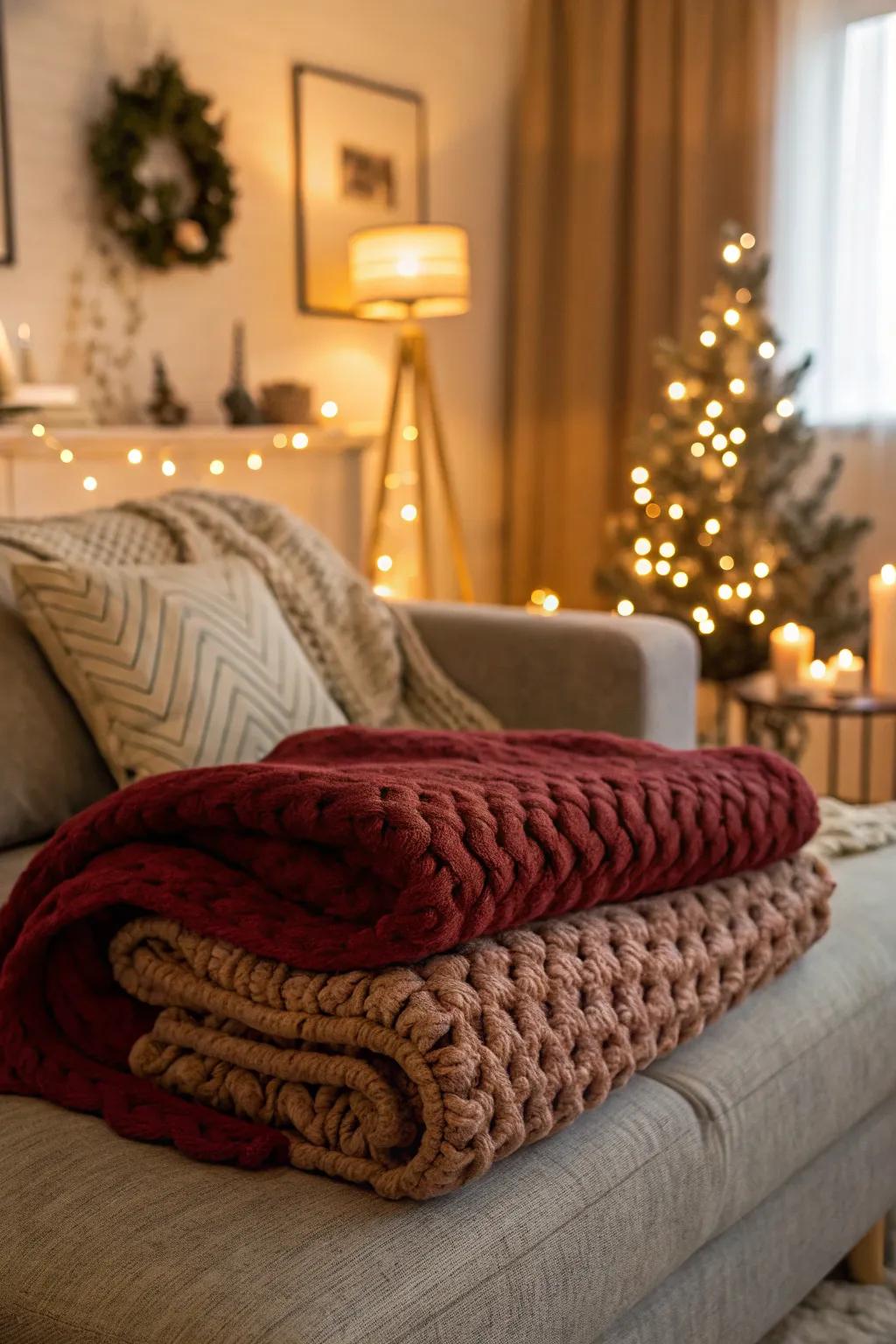 Wrap her in comfort with a cozy chunky knit blanket.