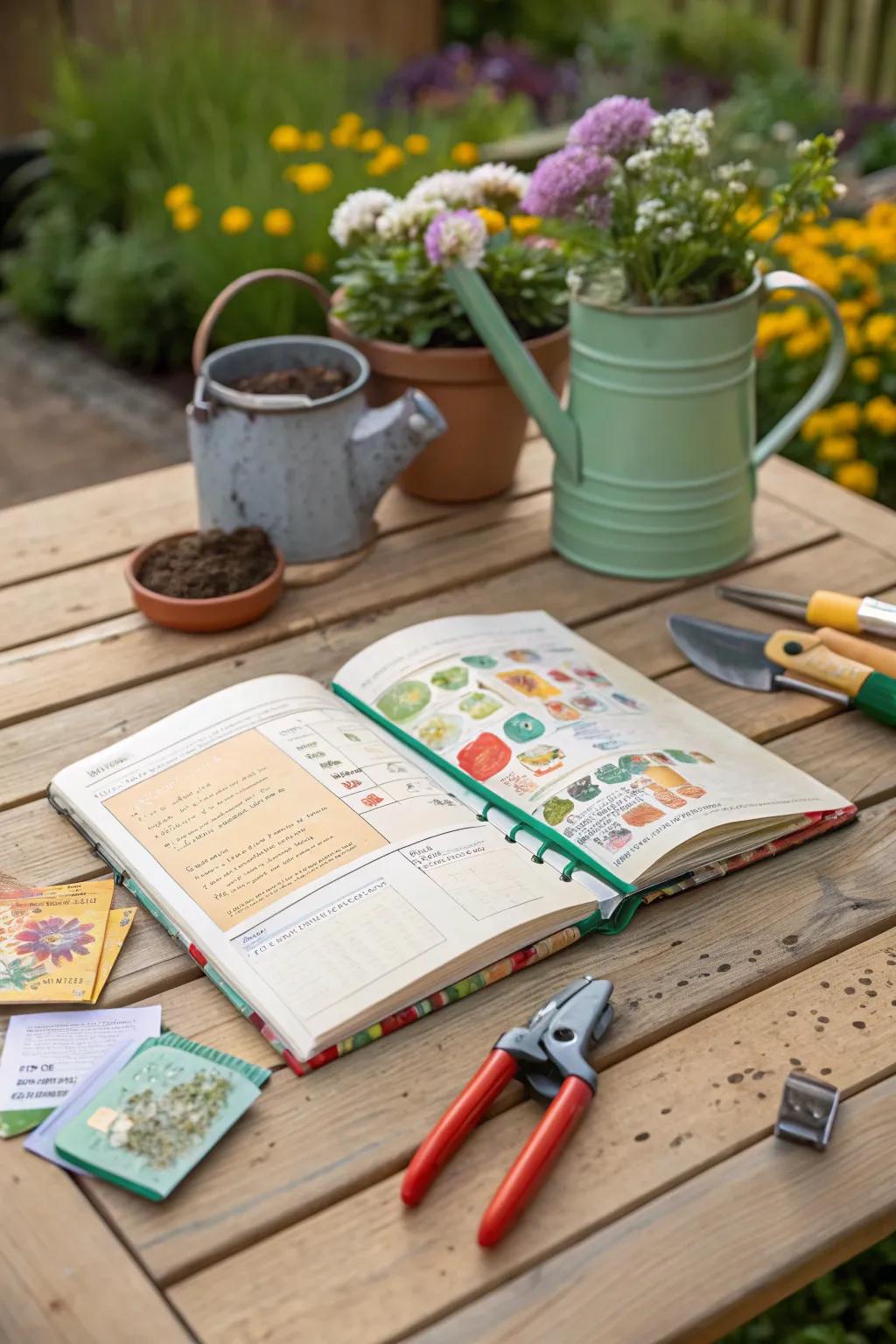 A garden journal helps gardeners track their planting journey.