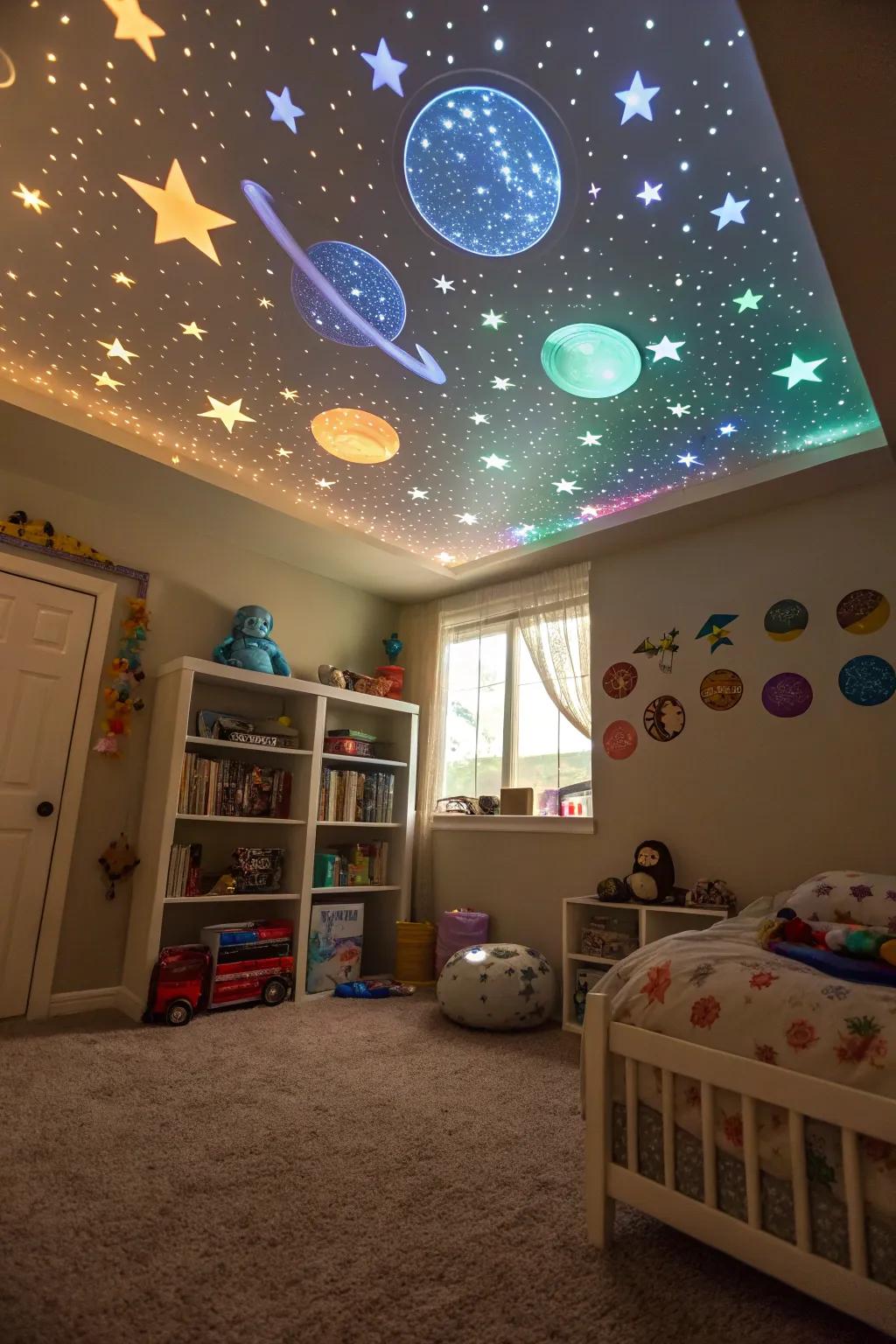 Inspire dreams with a celestial glow-in-the-dark ceiling.