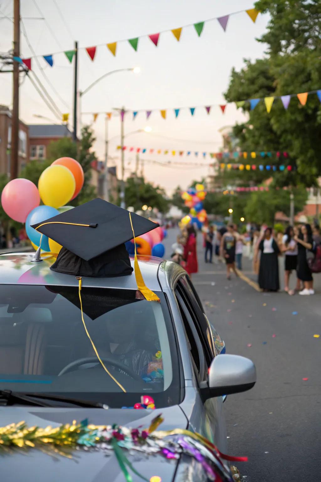 An oversized cap makes a bold statement for any graduation celebration.