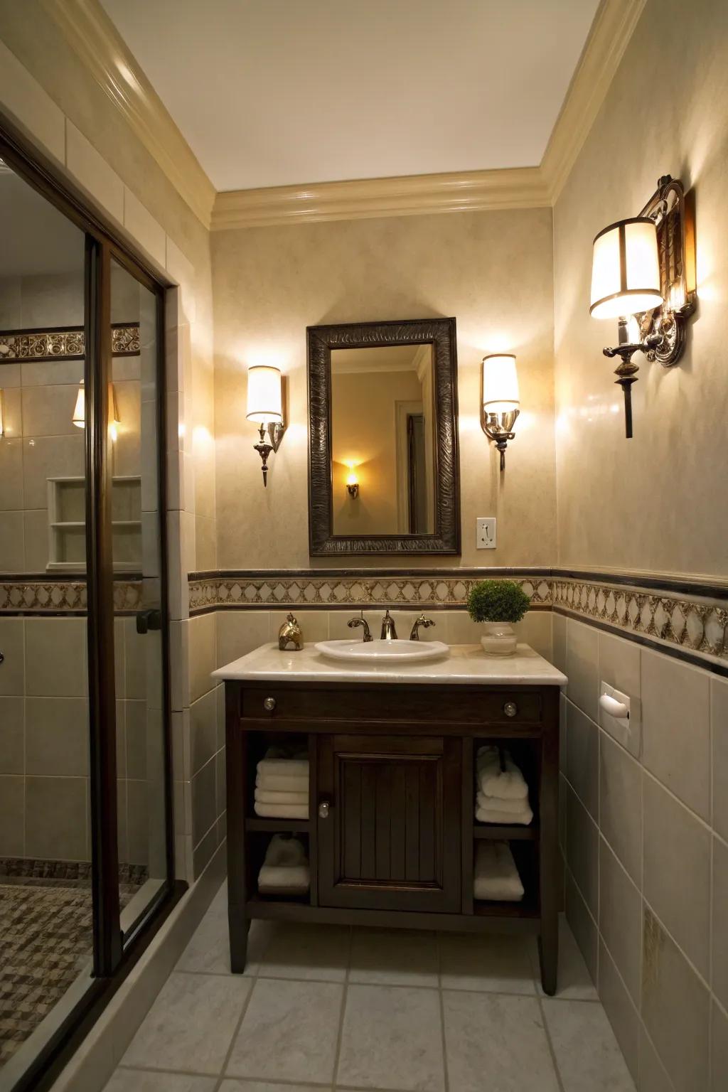 Thoughtful lighting enhances the ambience of your bathroom.