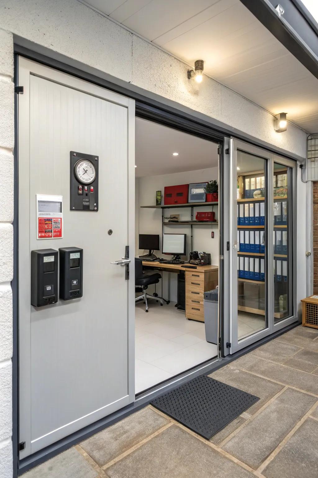 Ensure your garage office is secure with modern security solutions.