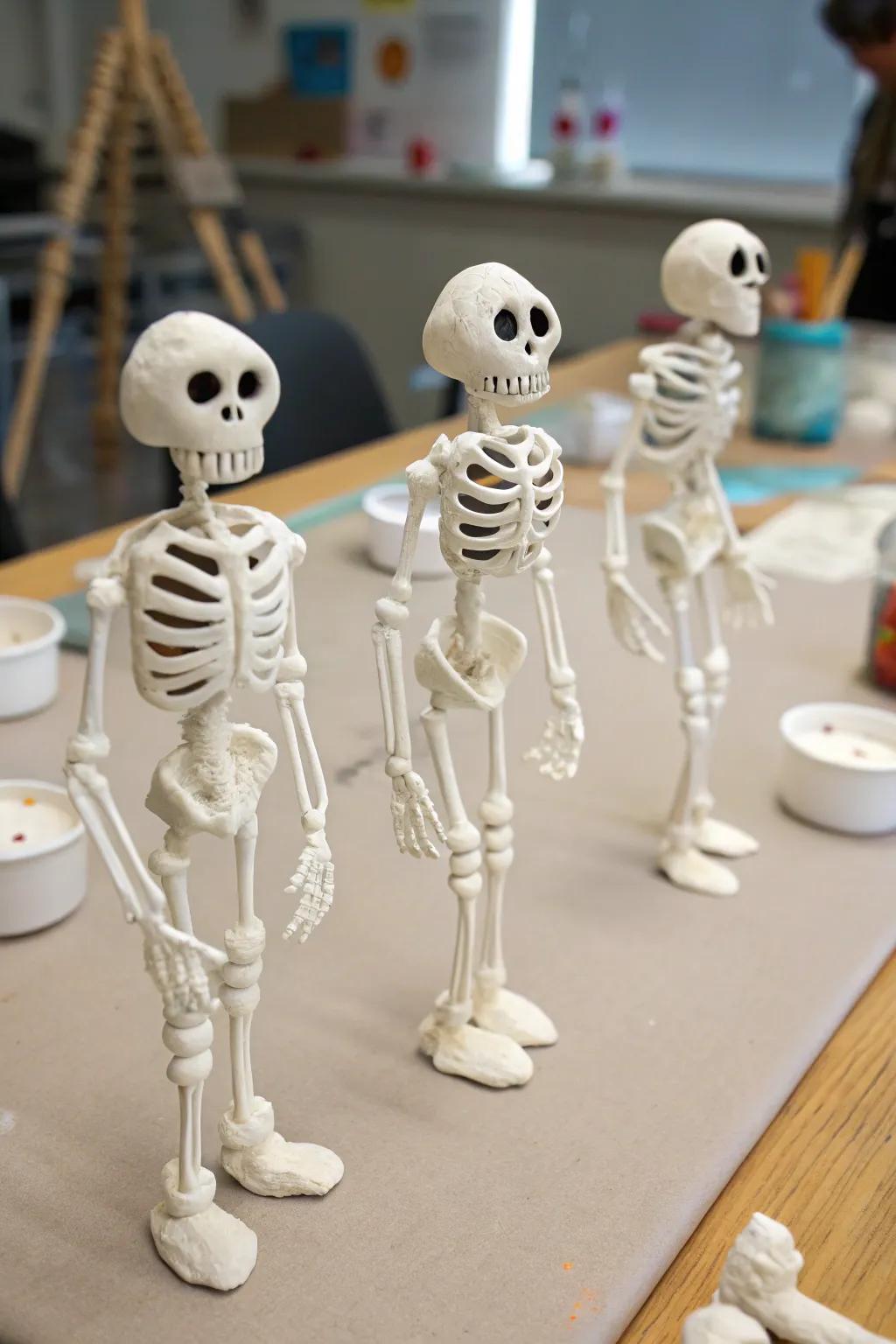 Create spooky but fun skeletons with playdough and cotton swabs.