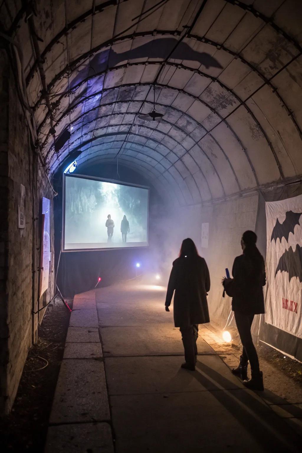 Interactive projections bring the tunnel to life with spine-tingling visuals.