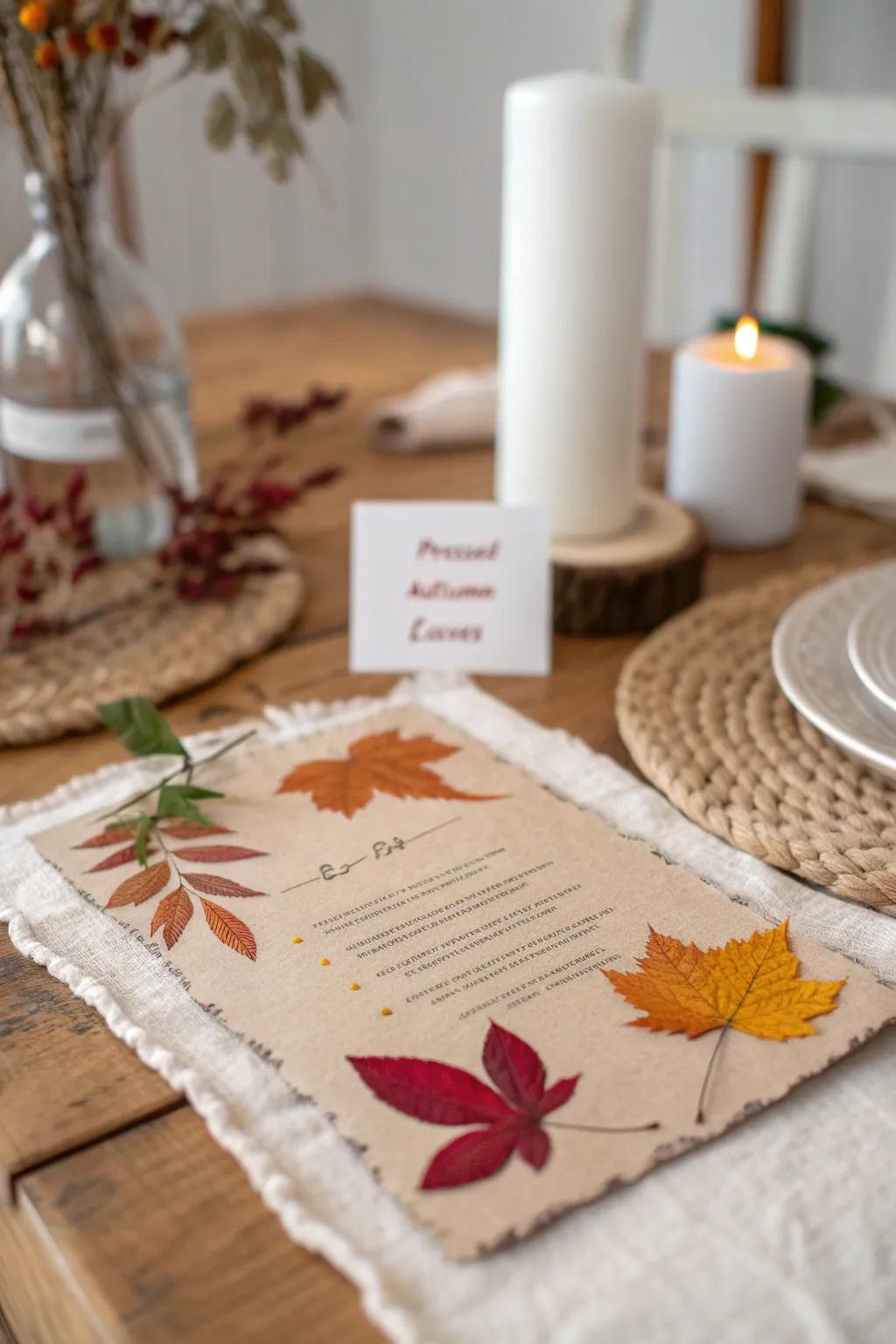 Capture the essence of autumn with a handcrafted menu that celebrates nature's palette.
