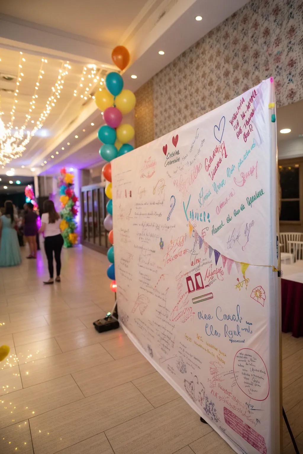 Capture well-wishes with a signature wall that becomes a cherished memory.