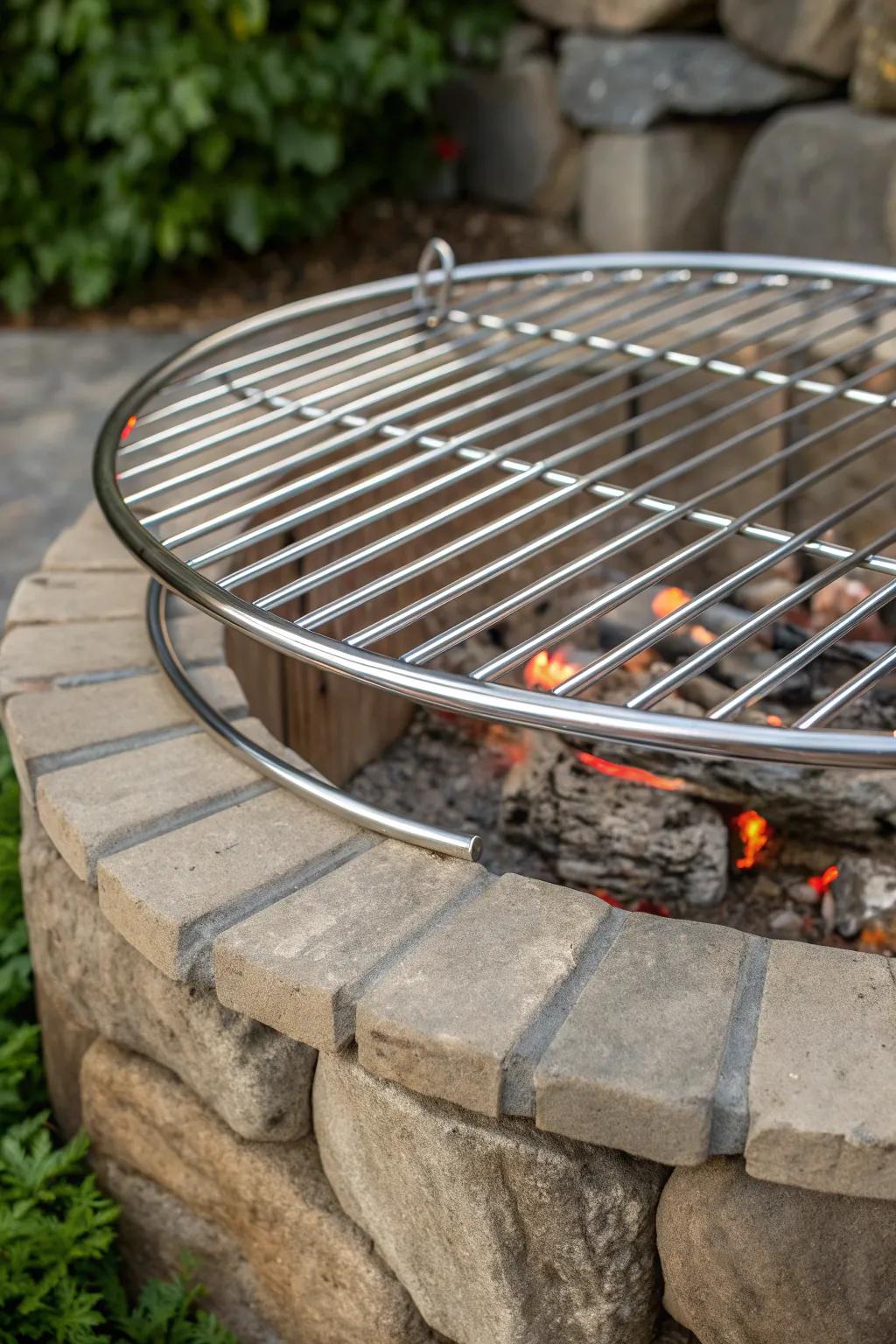 Elevate your outdoor cooking with this handcrafted round grill rack, designed for perfect fit and function.