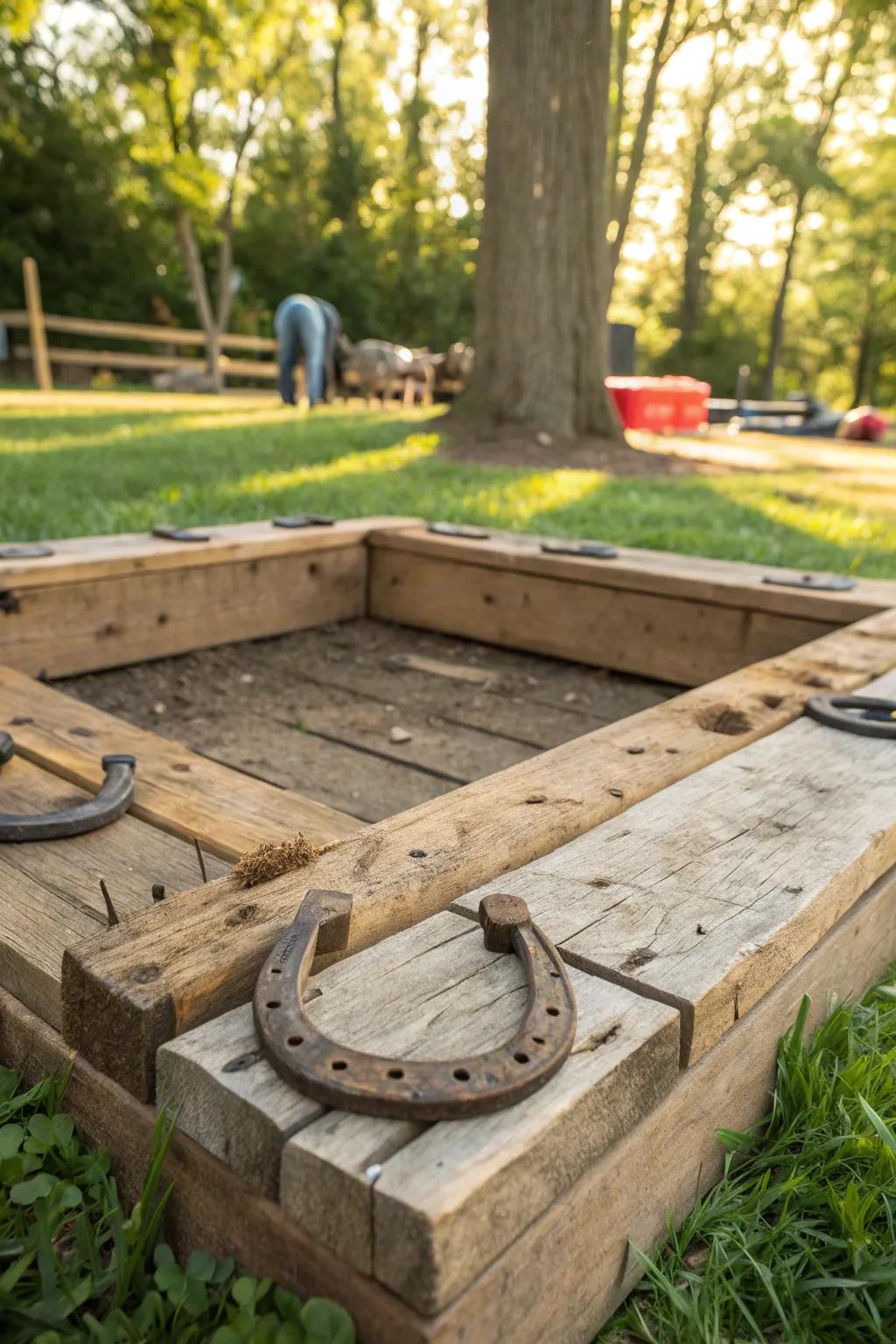 Transform trash into treasure: Craft a rustic horseshoe pit backstop with upcycled pallet boards!