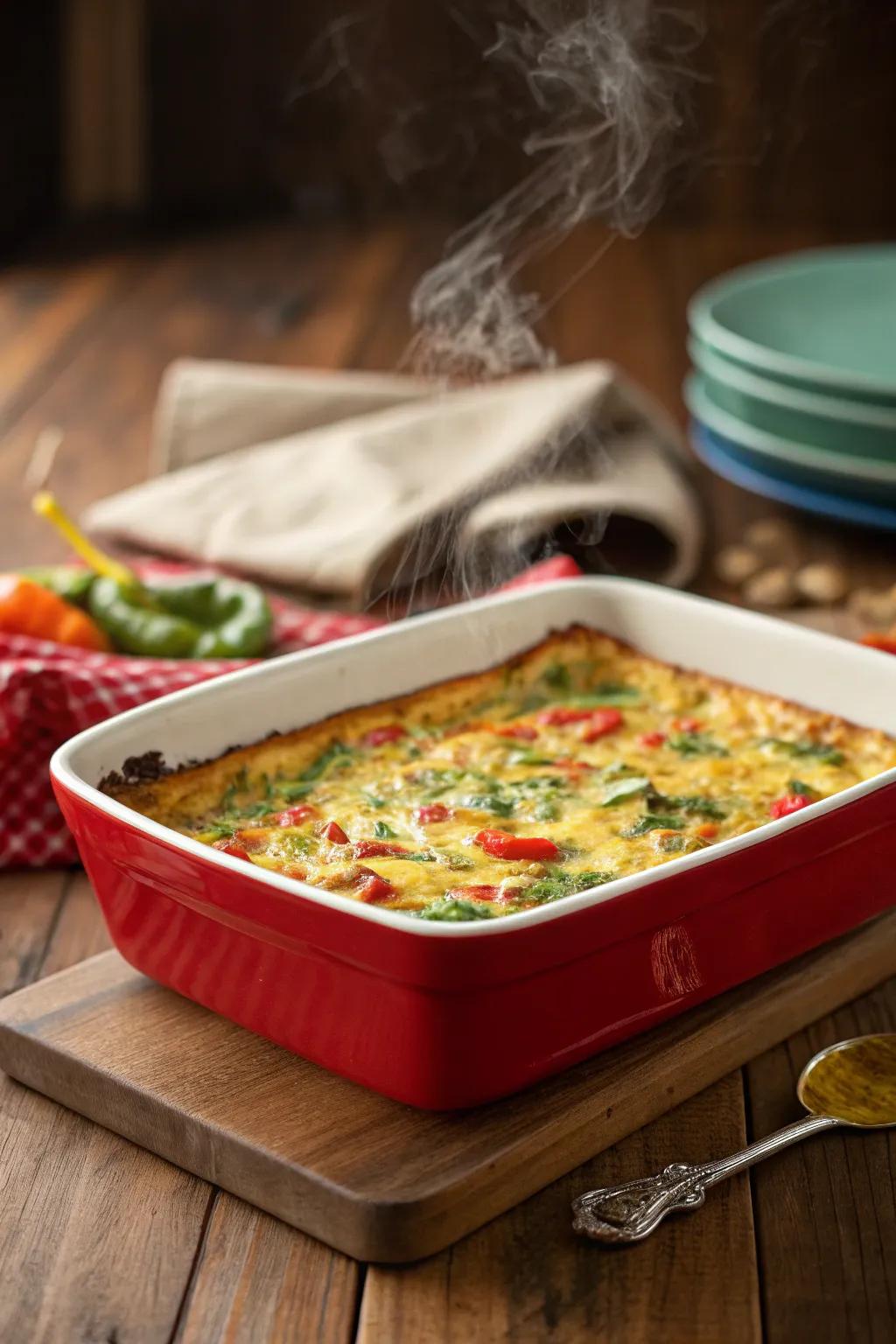 A colorful baking dish ready for any culinary creation.