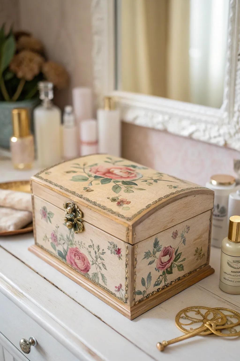 Transform a jewelry box into a charming keepsake with decoupage.