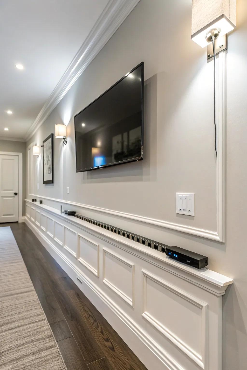 Streamline your space with a minimalist cable raceway for a clutter-free look.