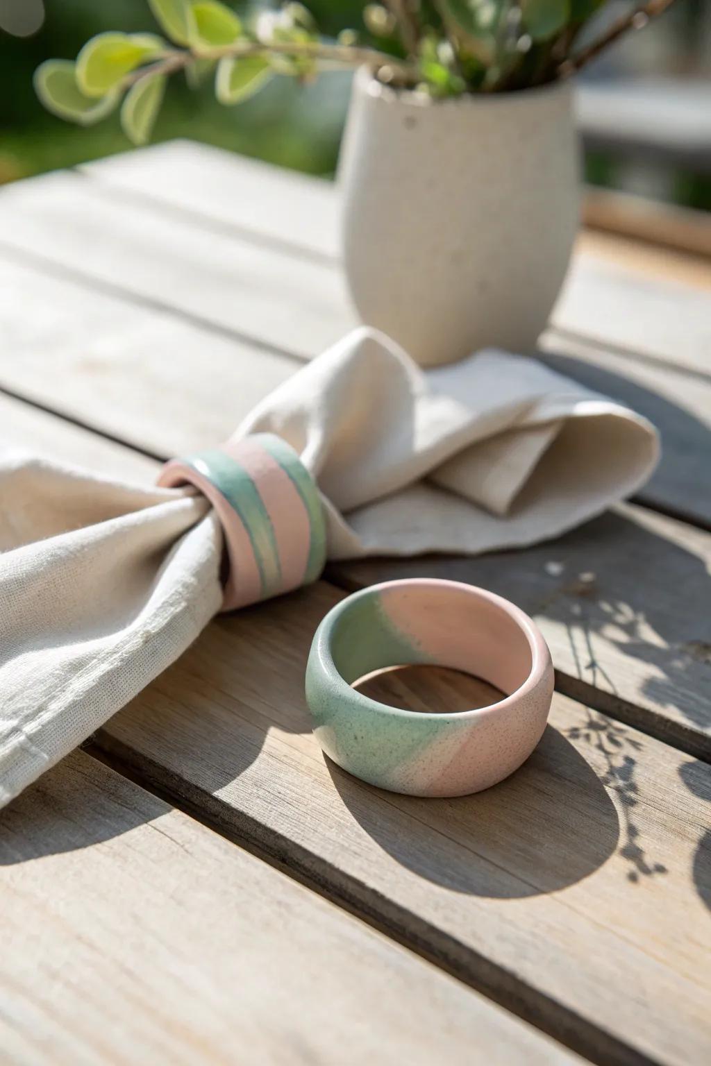 Elevate your table setting with handcrafted clay napkin rings, where simplicity meets bespoke beauty.