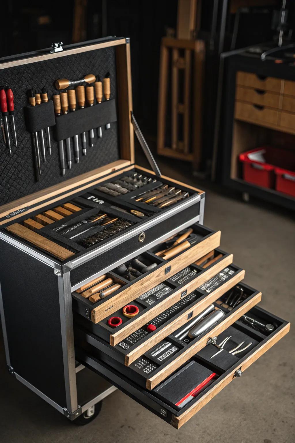 Master the art of organization with modular storage systems that grow with your tool collection.