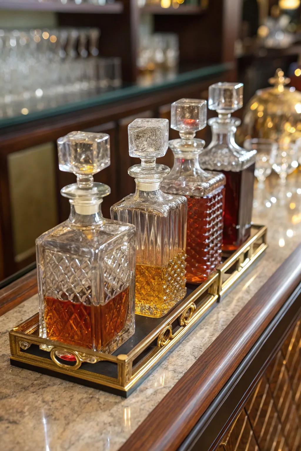 Decanters offer a sophisticated way to display your favorite spirits.