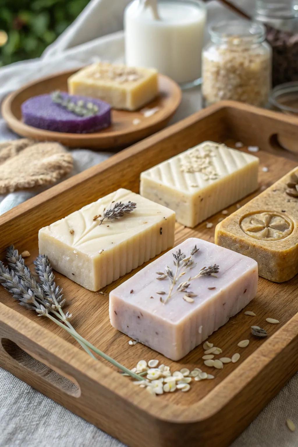 Handcrafted soaps offer a luxurious and natural bathing experience.