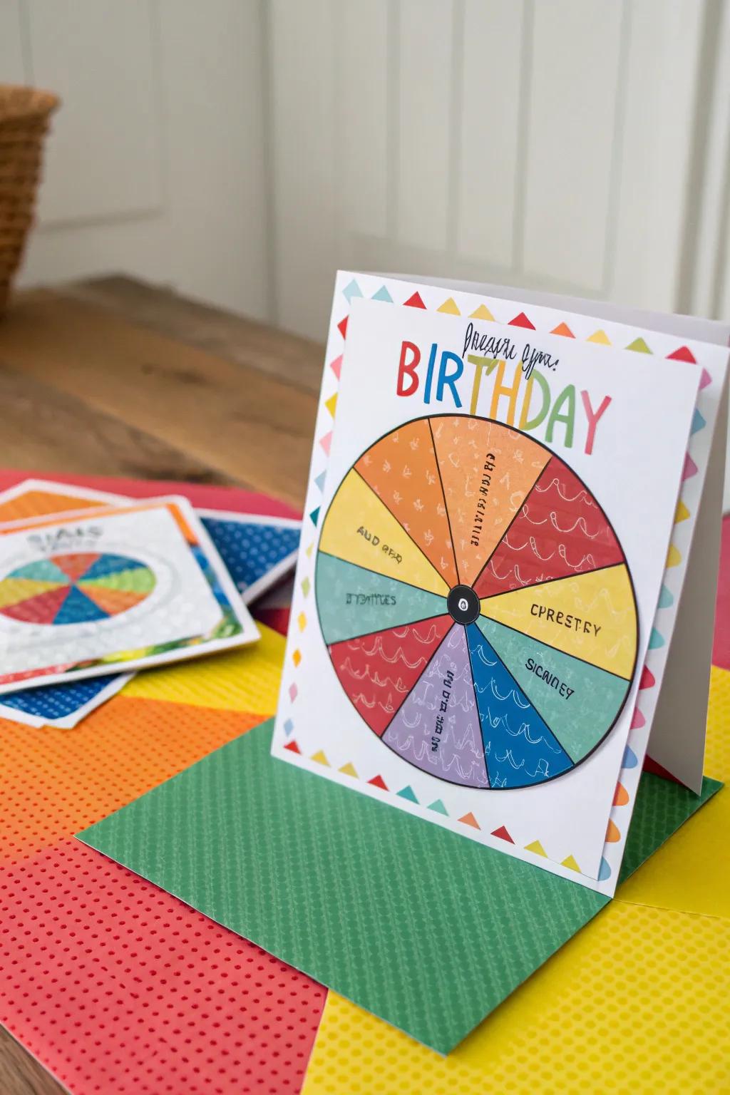 A playful interactive spinner birthday card.