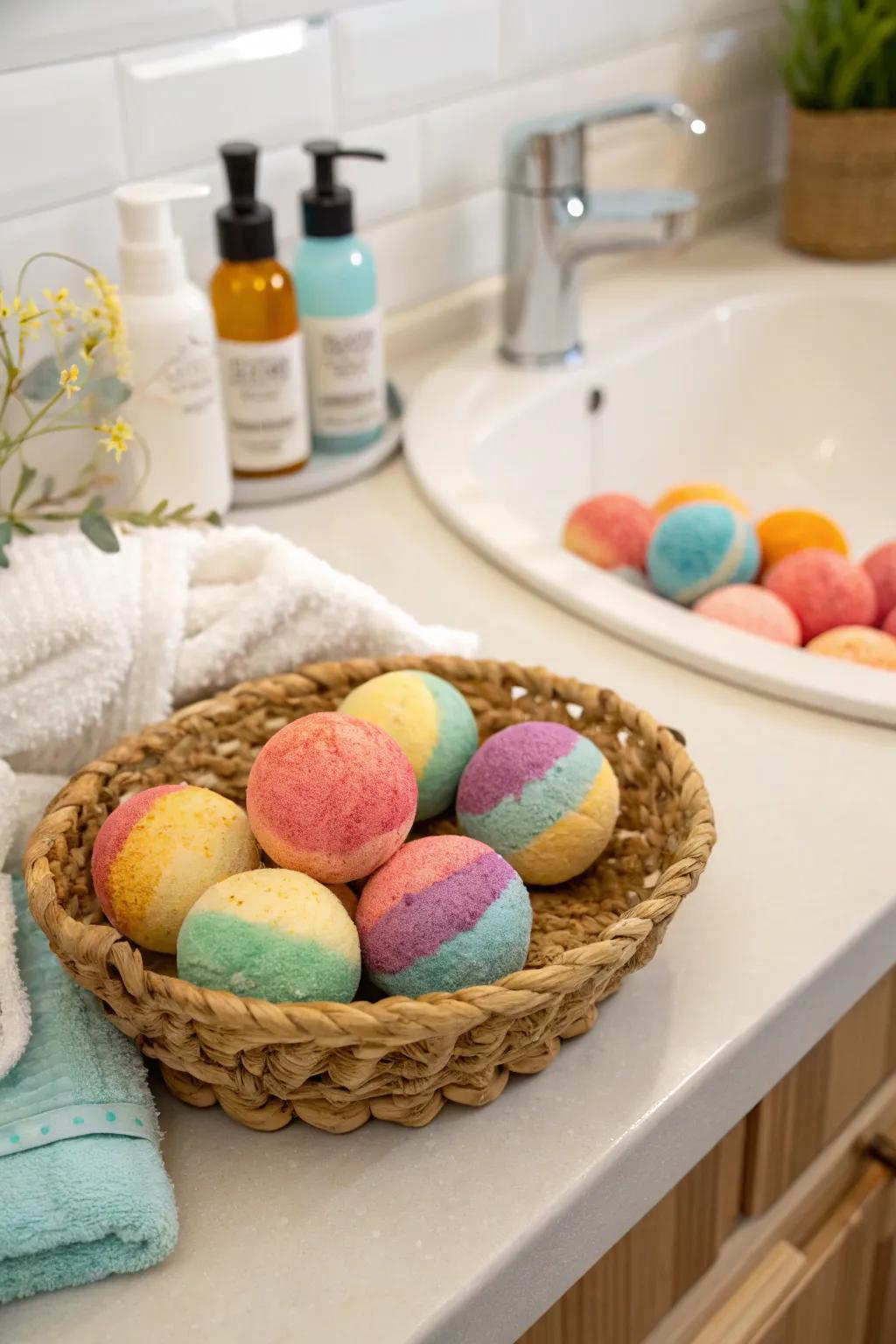 Relaxing bath bombs offer a spa-like experience.