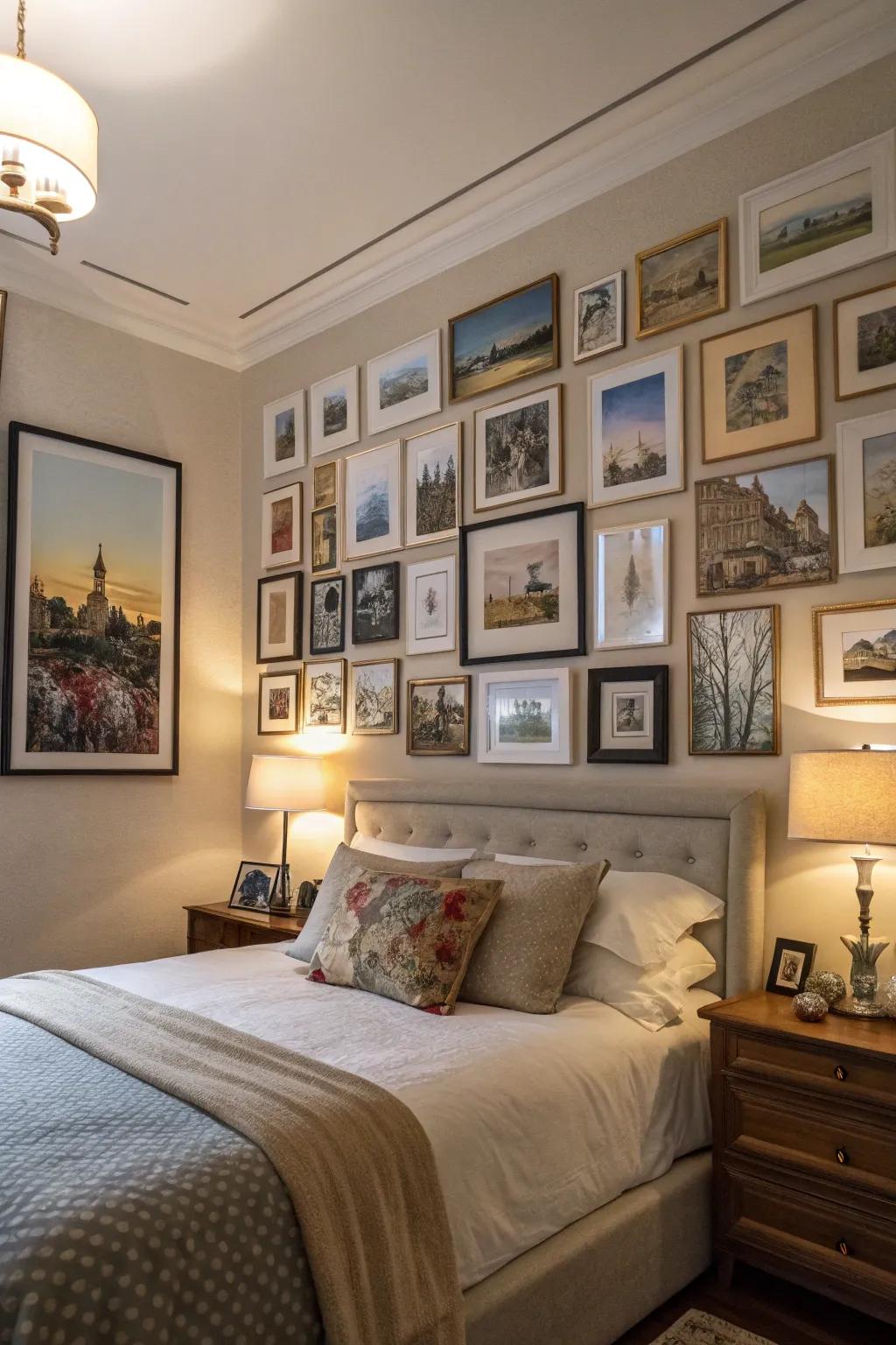 An art-filled accent wall becomes a personal gallery for your favorite pieces.