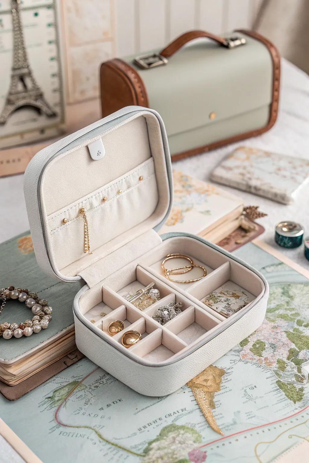 A travel jewelry case keeps her treasures safe and stylish.