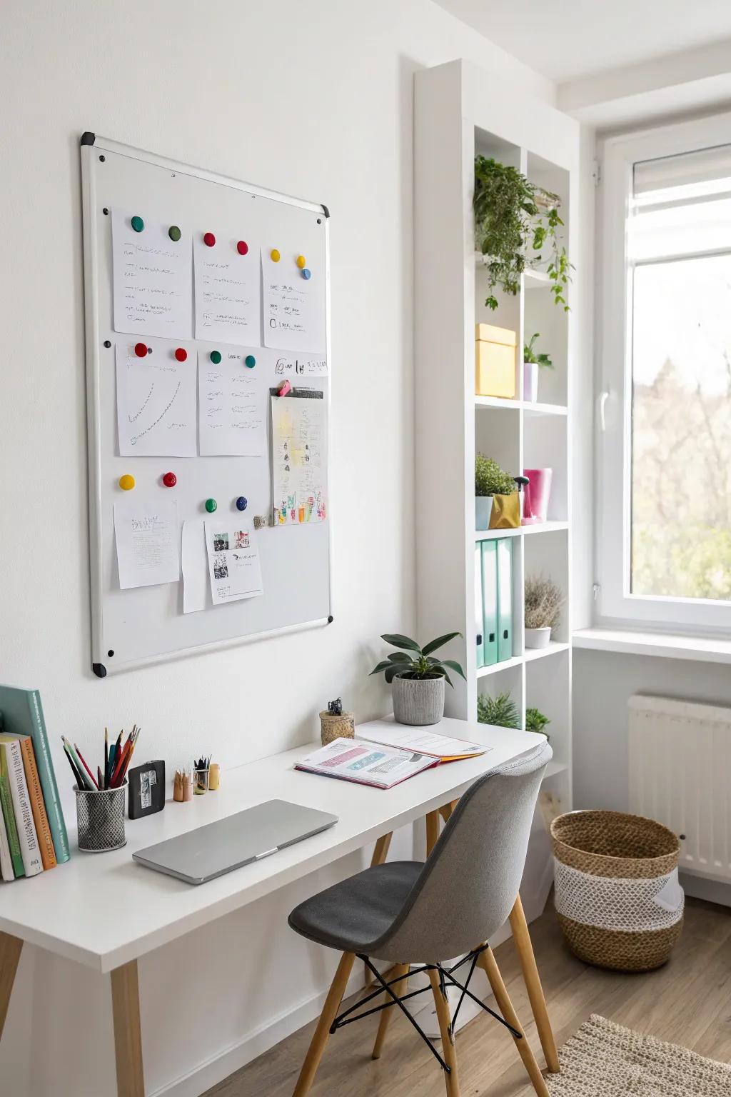 Magnetic clips keep you organized and your board neat.