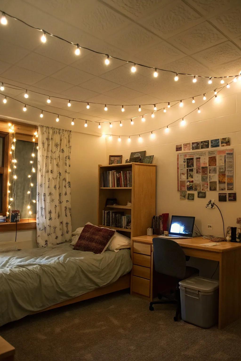 Create ambiance with charming string lights.