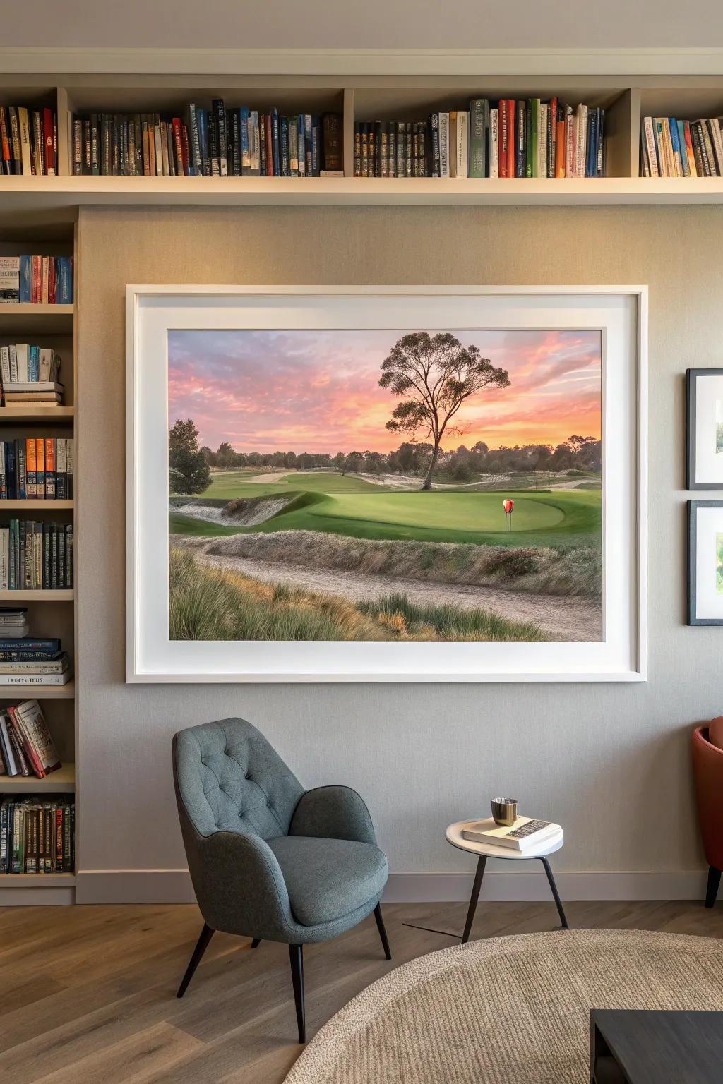 Bring dad's golf memories to life with a scenic drawing.