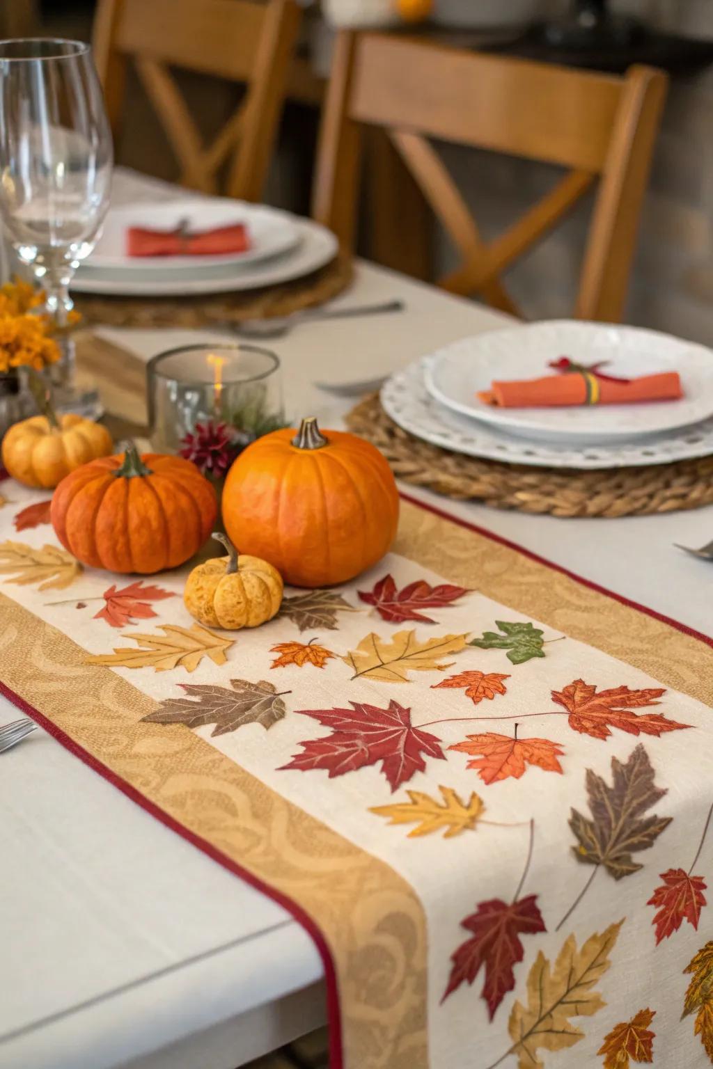 A fall-themed tablescape adds charm to your dining area.