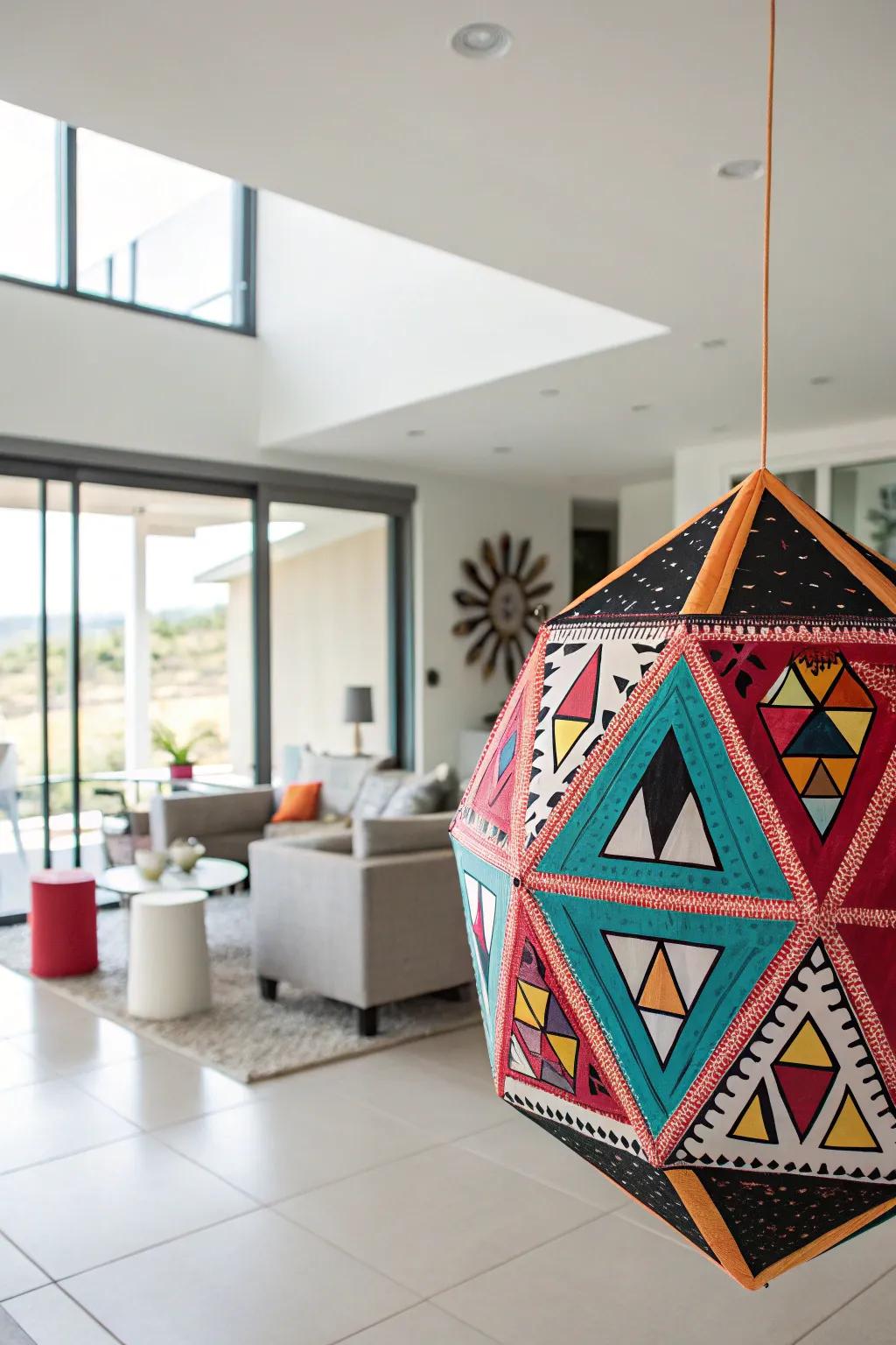 A stylish geometric pinata, perfect for modern-themed celebrations.