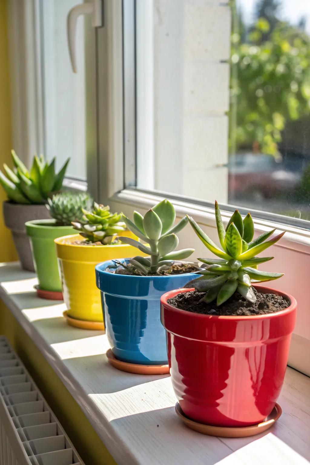 Add a splash of color with vibrant ceramic pots.