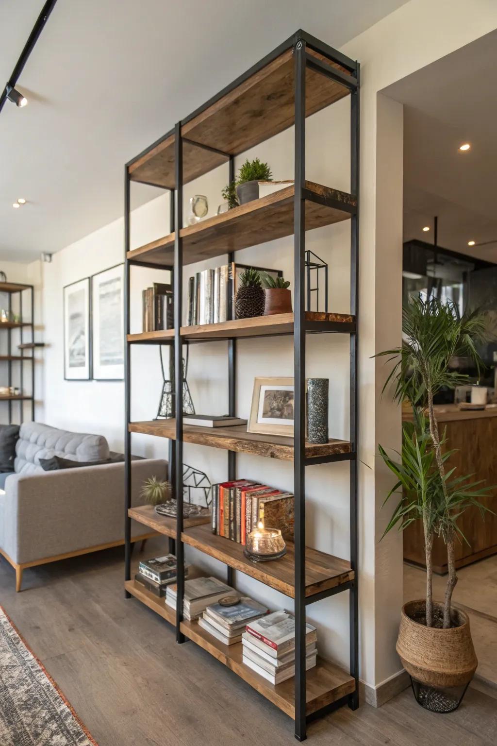 Create a modern industrial vibe with these stylish shelves.