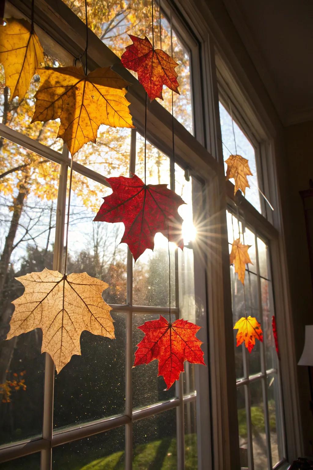 Autumn-themed suncatchers bringing vibrant colors to your windows.