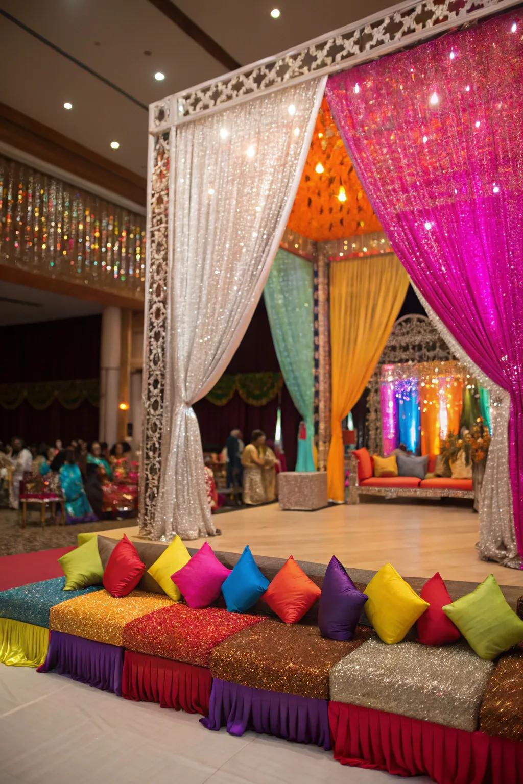 Bollywood glam adds vibrant colors and cinematic drama.