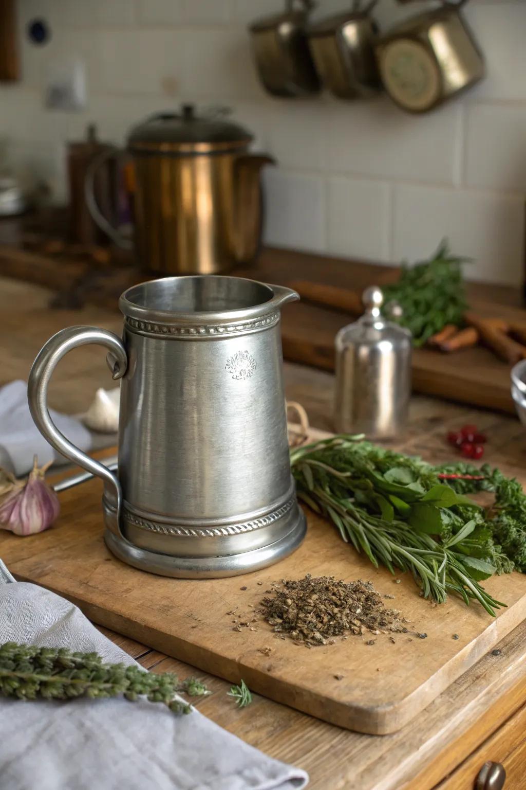 Pewter homeware combines durability with timeless elegance.